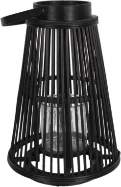 Clayre & Eef Windlicht Ø 28x40 Cm Zwart Hout Glas Rond Kaarsenhouder Sfeerverlichting -Clayre & Eef 775x1200