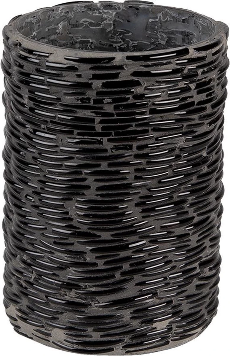 Clayre & Eef Theelichthouder Ø 10x15 Cm Zwart Glas Rond Waxinelichthouder Windlichthouder 3 Clayre & Eef Theelichthouder Ø 10x15 Cm Zwart Glas Rond Waxinelichthouder Windlichthouder