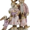 Clayre & Eef Beeld Konijn 11x6x18 Cm Roze Beige Kunststof Woonaccessoires Paashaas Pasen