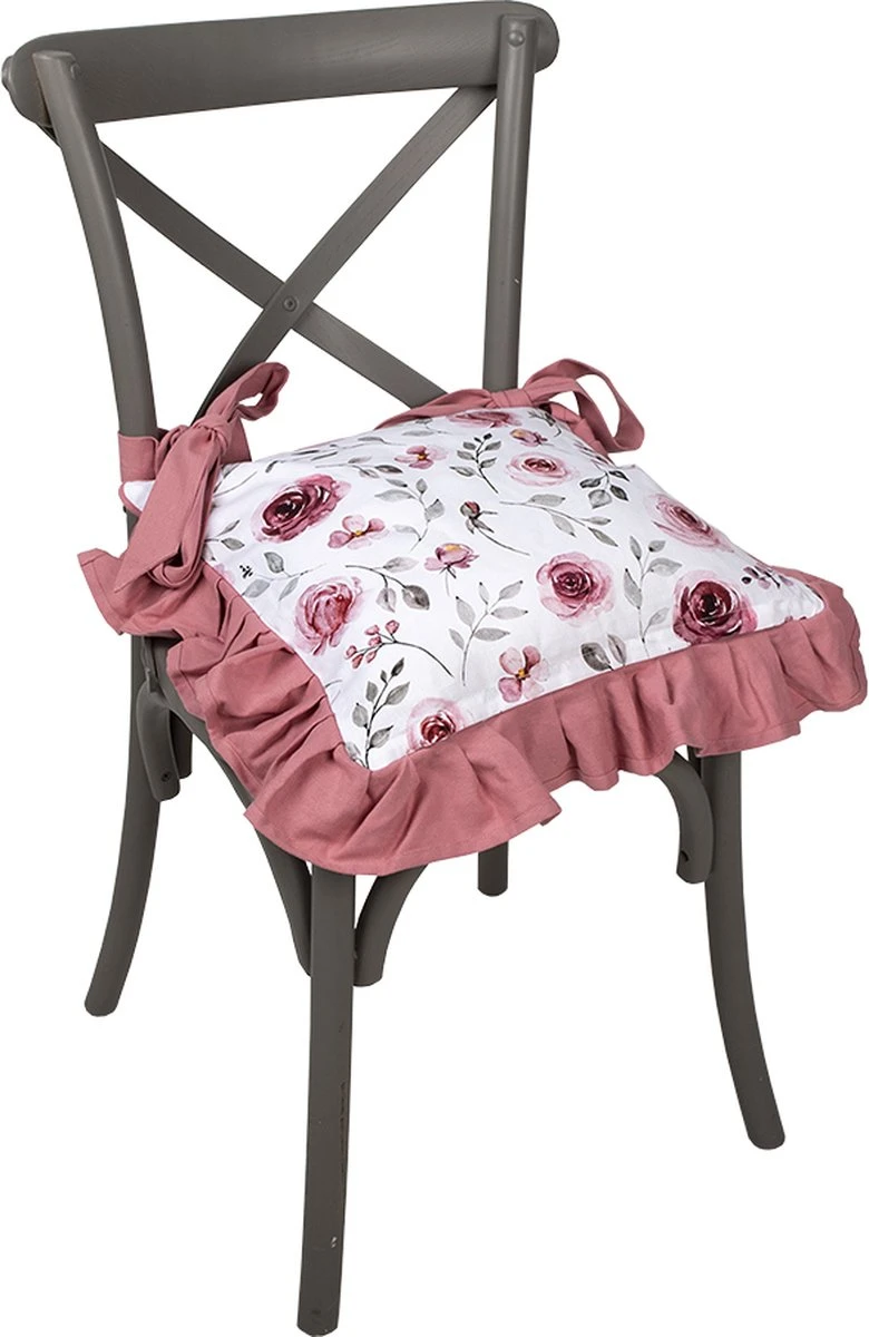 Clayre & Eef Kussenhoes Stoelkussen 40x40 Cm Wit Roze Katoen Vierkant Rozen Sierkussen Kussensloop Kussenbeschermer 5 Clayre & Eef Kussenhoes Stoelkussen 40x40 Cm Wit Roze Katoen Vierkant Rozen Sierkussen Kussensloop Kussenbeschermer - Afbeelding 3