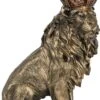 Clayre & Eef Beeld Leeuw 25x13x38 Cm Goudkleurig Polyresin Woonaccessoires Beeld Decoratie Decoratieve Accessoires