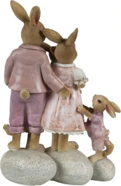 Clayre & Eef Beeld Konijn 11x6x18 Cm Roze Beige Kunststof Woonaccessoires Paashaas Pasen -Clayre & Eef 780x1200