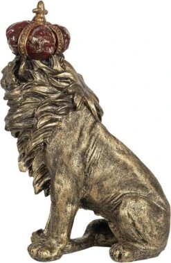 Clayre & Eef Beeld Leeuw 25x13x38 Cm Goudkleurig Polyresin Woonaccessoires Beeld Decoratie Decoratieve Accessoires -Clayre & Eef 782x1200 1