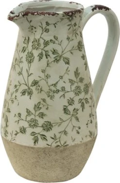 Clayre & Eef Decoratieve Kan 20x14x25 Cm Groen Beige Keramiek Bloemen Waterkan Schenkkan 9 Clayre & Eef Decoratieve Kan 20x14x25 Cm Groen Beige Keramiek Bloemen Waterkan Schenkkan -Clayre & Eef 788x1200