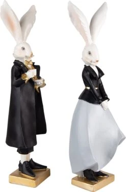 Clayre & Eef Beeld Konijn 14x12x47 / 14x12x47 Cm Zwart Grijs Kunststof Woonaccessoires Paashaas Pasen -Clayre & Eef 789x1200 2