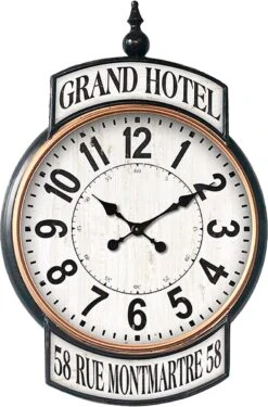 Clayre & Eef Wandklok 62x93 Cm Wit Ijzer Grand Hotel Muurklok Hangklok Keukenklok