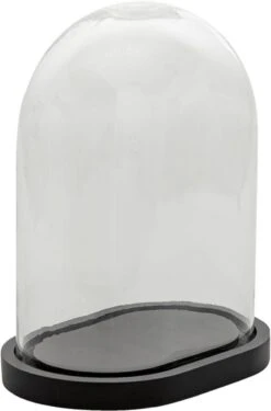 Clayre & Eef Stolp 26x18x33 Cm Zwart Hout Glas Ovaal Glazen Stolp -Clayre & Eef 791x1200 2