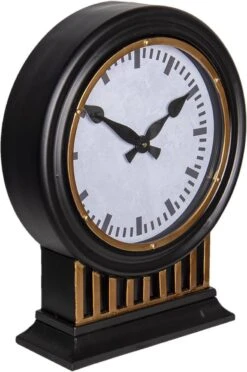 Clayre & Eef Staande Klok 37x45 Cm Zwart Metaal Klok Op Voet Staande Klok Woonkamer -Clayre & Eef 796x1200 1