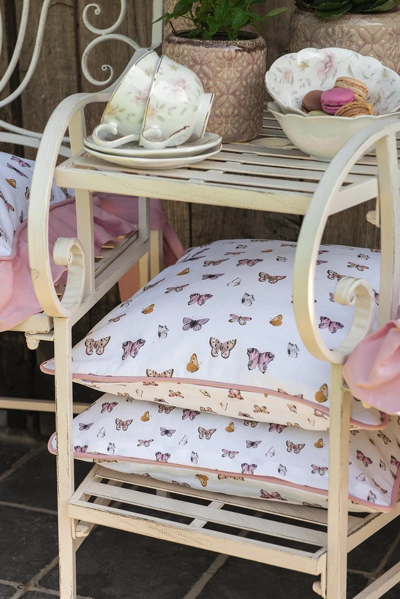 Clayre & Eef Kussenhoes 40x40 Cm Beige Roze Katoen Vlinders Sierkussenhoes Kussen Hoes 6 Clayre & Eef Kussenhoes 40x40 Cm Beige Roze Katoen Vlinders Sierkussenhoes Kussen Hoes - Afbeelding 4