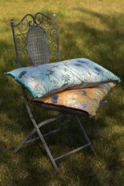 Clayre & Eef Sierkussen 60*40 Cm Groen Wit Polyester Rechthoek Bloemen Kussenhoes Met Kussenvulling -Clayre & Eef 801x1200 123