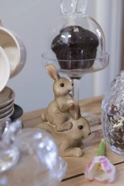 Clayre & Eef Beeld Konijn 12 Cm Bruin Kunststof Woonaccessoires Pasen Paashaas -Clayre & Eef 801x1200 179