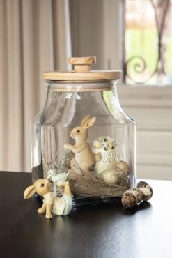 Clayre & Eef Beeld Konijn 11 Cm Bruin Groen Kunststof Happy Easter Woonaccessoires Paashaas Pasen -Clayre & Eef 801x1200 185