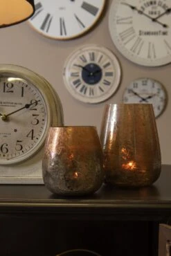 Clayre & Eef Theelichthouder Ø 9x10 Cm Goudkleurig Glas Waxinelichthouder Windlichthouder -Clayre & Eef 801x1200 49