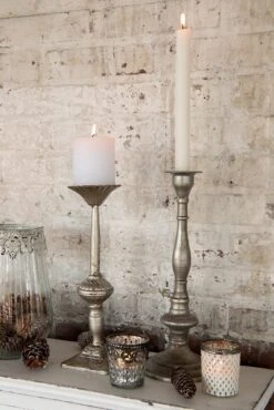 Clayre & Eef Theelichthouder Ø 17x20 Cm Glas Metaal Rond Waxinelichthouder Windlichthouder -Clayre & Eef 801x1200 50