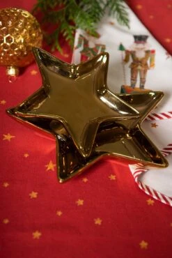 Clayre & Eef Decoratie Schaal Ster 20x19 Cm Goudkleurig Keramiek Kaarsenplateau Sleutelbakje Sieradenbakje -Clayre & Eef 801x1200 6