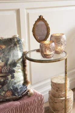 Clayre & Eef Theelichthouder Ø 11*10 Cm Paars Glas Rond Waxinelichthouder Windlichthouder -Clayre & Eef 801x1200 69