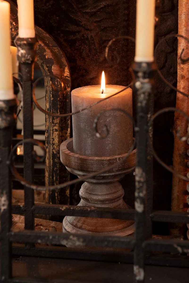 Clayre & Eef Kandelaar Ø 14x16 Cm Bruin Hout Kaarsenstandaard 5 Clayre & Eef Kandelaar Ø 14x16 Cm Bruin Hout Kaarsenstandaard - Afbeelding 3