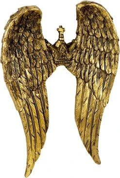 Clayre & Eef Beeld Vleugels 11x2x15 Cm Goudkleurig Kunststof Woonaccessoires Beeld Decoratie Decoratieve Accessoires -Clayre & Eef 813x1200 2