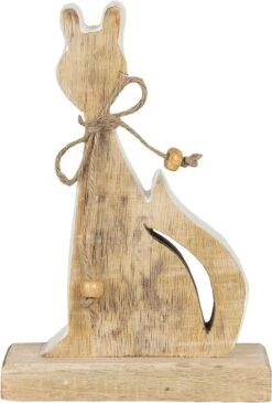 Clayre & Eef Decoratie Kat 11x3x16 Cm Bruin Hout Decoratief Figuur Decoratieve Accessoires Woonaccessoires