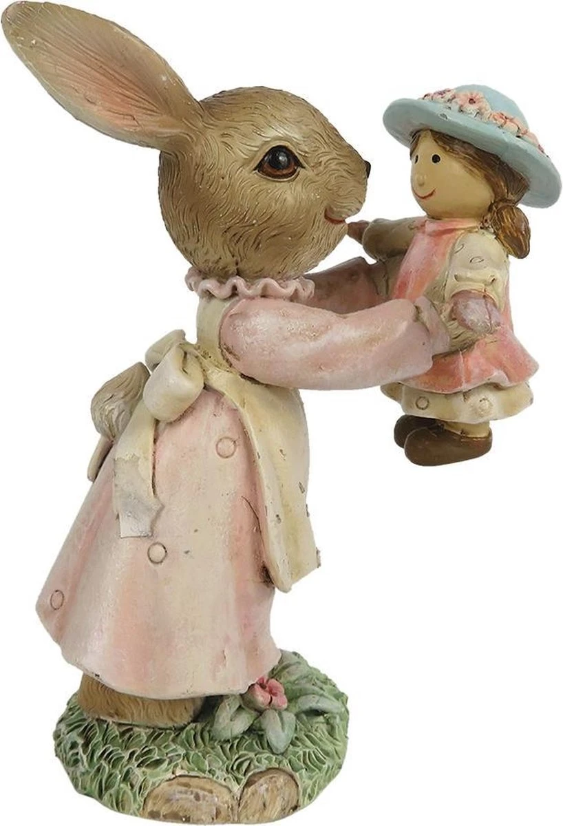 Clayre & Eef Beeld Konijn 8x5x11 Cm Bruin Roze Kunststof Woonaccessoires Pasen Paashaas 3 Clayre & Eef Beeld Konijn 8x5x11 Cm Bruin Roze Kunststof Woonaccessoires Pasen Paashaas
