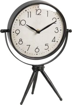 Clayre & Eef Tafelklok 25x13x34 Cm Zwart Ijzer Glas Rond Tafelklokken Binnen Staand Klokje Tafelklokje -Clayre & Eef 819x1200 2