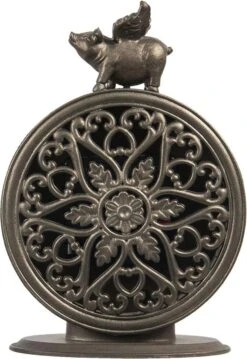 Clayre & Eef Tafelklok 12x6x17 Cm Bruin Ijzer Rond Varken Tafelklokken Binnen Staand Klokje Tafelklokje -Clayre & Eef 825x1200 5