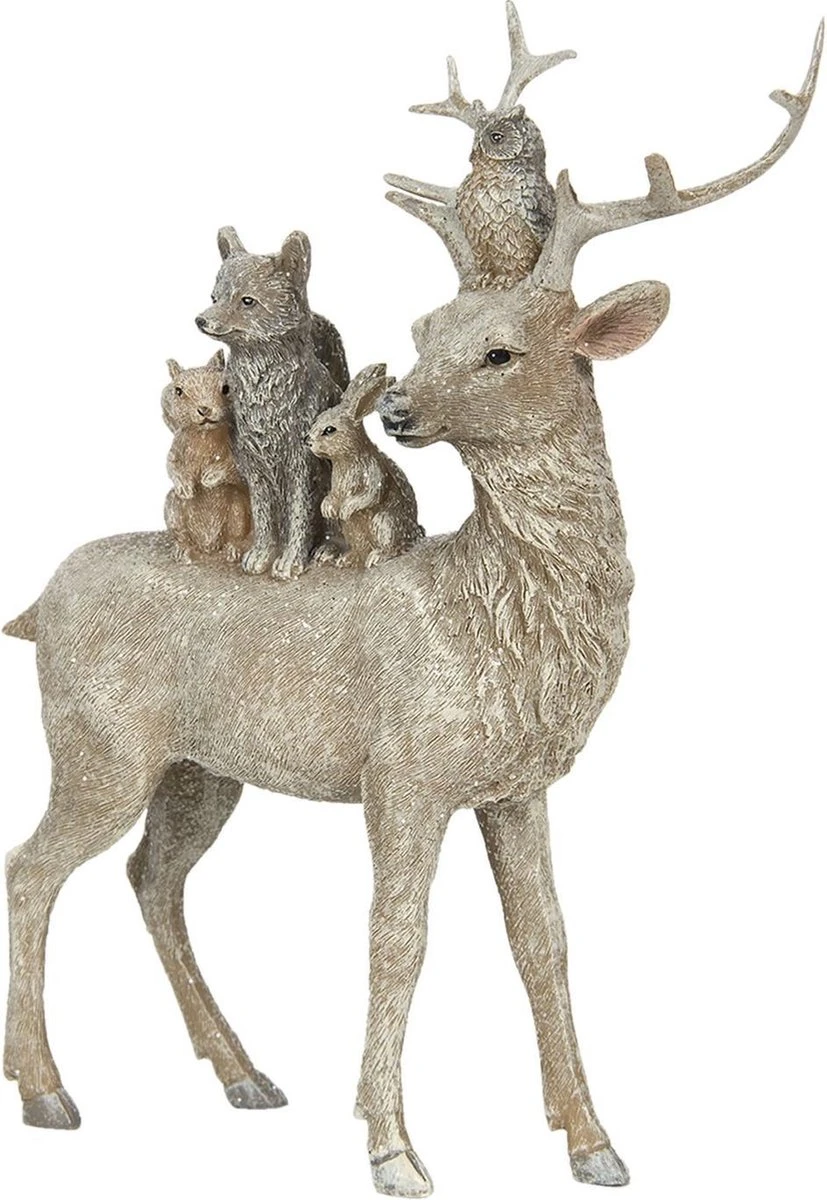 Clayre & Eef Beeld Hert 24 Cm Bruin Grijs Kunststof Dieren Woonaccessoires Beeld Decoratie Decoratieve Accessoires 4 Clayre & Eef Beeld Hert 24 Cm Bruin Grijs Kunststof Dieren Woonaccessoires Beeld Decoratie Decoratieve Accessoires - Afbeelding 2