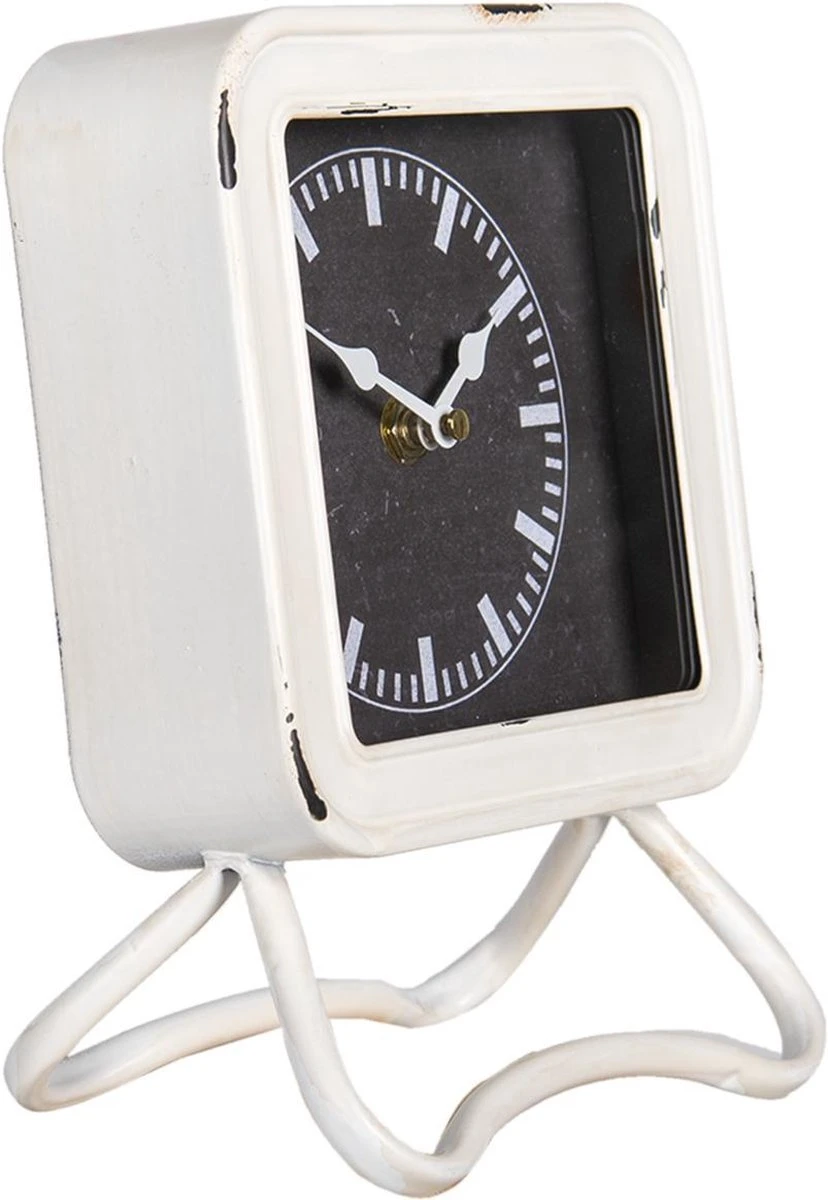 Clayre & Eef Tafelklok 16x22 Cm Wit Metaal Tafelklokken Binnen Staand Klokje Tafelklokje 6 Clayre & Eef Tafelklok 16x22 Cm Wit Metaal Tafelklokken Binnen Staand Klokje Tafelklokje - Afbeelding 4