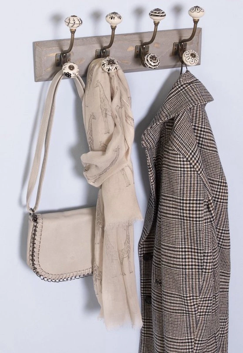 Clayre & Eef Wandkapstok 4 Haken 45x10x18 Cm Wit Hout Ijzer Decoratieve Kapstok 9 Clayre & Eef Wandkapstok 4 Haken 45x10x18 Cm Wit Hout Ijzer Decoratieve Kapstok - Afbeelding 7