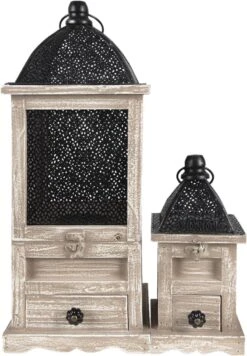 Clayre & Eef Lantaarns Set Van 2 Bruin Hout Metaal Vierkant Kaarsenhouder Sfeerverlichting 13 Clayre & Eef Lantaarns Set Van 2 Bruin Hout Metaal Vierkant Kaarsenhouder Sfeerverlichting -Clayre & Eef 832x1200