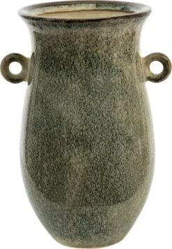 Clayre & Eef Vaas 18x14x26 Cm Groen Keramiek Decoratie Vaas Decoratie Pot Bloempot Binnen