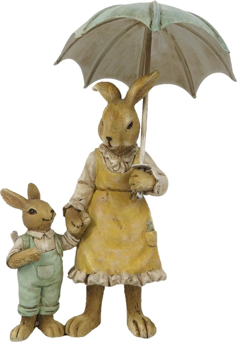 Clayre & Eef Beeld Konijn 13 Cm Bruin Geel Kunststof Woonaccessoires Pasen Paashaas 3 Clayre & Eef Beeld Konijn 13 Cm Bruin Geel Kunststof Woonaccessoires Pasen Paashaas