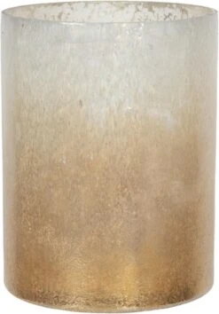 Clayre & Eef Theelichthouder Ø 15x20 Cm Beige Bruin Glas Rond Waxinelichthouder Windlichthouder -Clayre & Eef 837x1200
