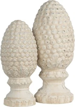 Clayre & Eef Beeld Dennenappel Ø 17x39 Cm Beige Steen Kerstdecoratie Beeld Decoratie Decoratieve Accessoires -Clayre & Eef 839x1200