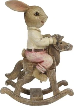 Clayre & Eef Beeld Konijn 9x4x13 Cm Bruin Beige Kunststof Woonaccessoires Pasen Paashaas -Clayre & Eef 843x1200 1