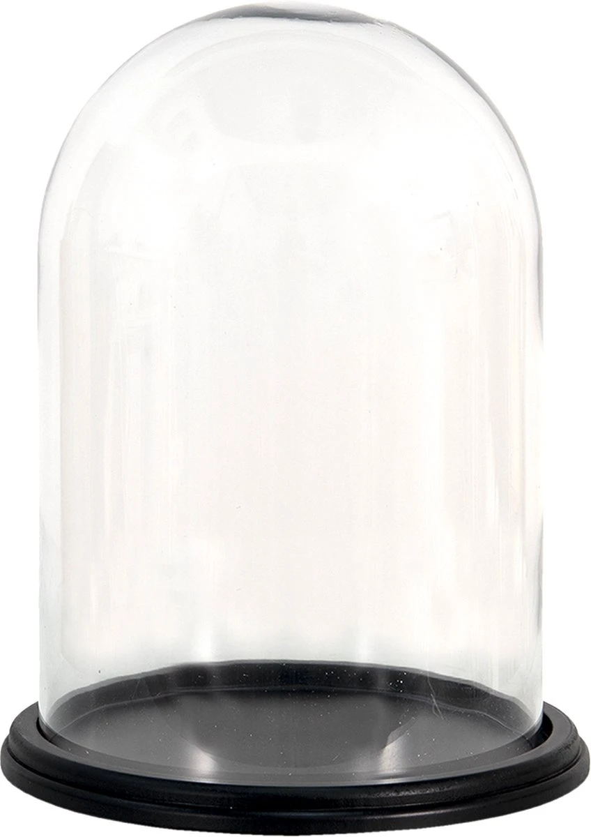 Clayre & Eef Stolp Ø 23x30 Cm Hout Glas Rond Glazen Stolp 3 Clayre & Eef Stolp Ø 23x30 Cm Hout Glas Rond Glazen Stolp