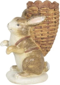 Clayre & Eef Theelichthouder Konijn 11x7x14 Cm Bruin Kunststof Waxinelichthouder Windlichthouder Paashaas -Clayre & Eef 851x1200 1