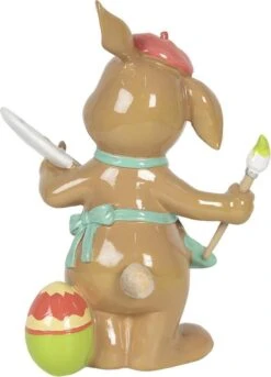 Clayre & Eef Beeld Konijn 16x10x21 Cm Bruin Blauw Kunststof Woonaccessoires Pasen Paashaas -Clayre & Eef 863x1200 2