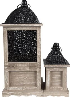 Clayre & Eef Lantaarns Set Van 2 Bruin Hout Metaal Vierkant Kaarsenhouder Sfeerverlichting 10 Clayre & Eef Lantaarns Set Van 2 Bruin Hout Metaal Vierkant Kaarsenhouder Sfeerverlichting -Clayre & Eef 868x1200