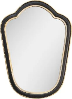 Clayre & Eef Spiegel 19x26 Cm Zwart Goudkleurig Kunststof Grote Spiegel Wand Spiegel Muur Spiegel