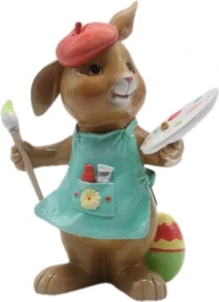 Clayre & Eef Beeld Konijn 16x10x21 Cm Bruin Blauw Kunststof Woonaccessoires Pasen Paashaas -Clayre & Eef 870x1200 2