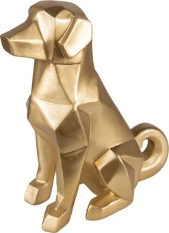 Clayre & Eef Beeld Hond 24 Cm Goudkleurig Kunststof Decoratief Figuur Beeld Decoratie