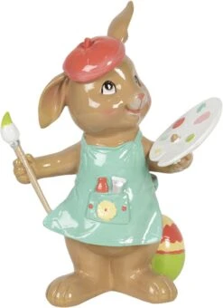 Clayre & Eef Beeld Konijn 16x10x21 Cm Bruin Blauw Kunststof Woonaccessoires Pasen Paashaas -Clayre & Eef 871x1200 3