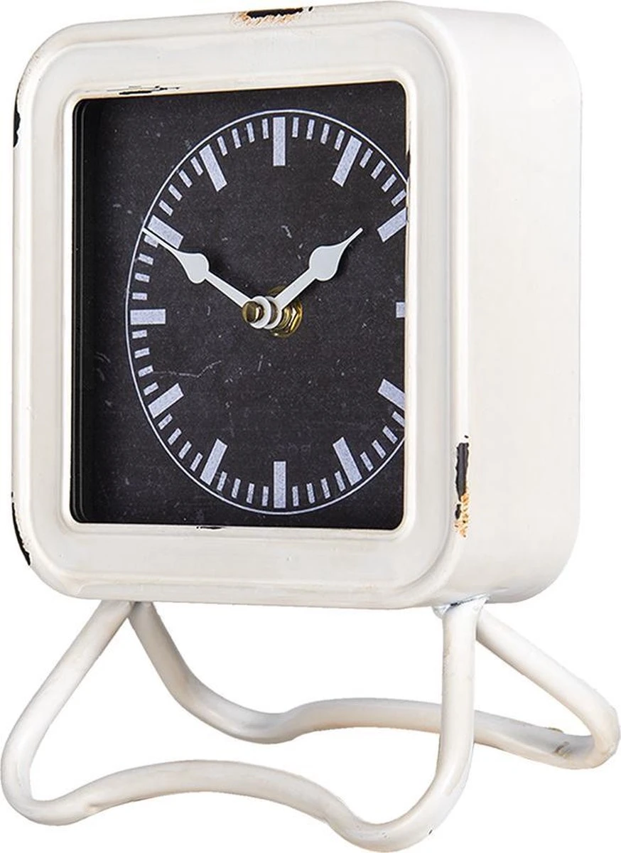 Clayre & Eef Tafelklok 16x22 Cm Wit Metaal Tafelklokken Binnen Staand Klokje Tafelklokje 5 Clayre & Eef Tafelklok 16x22 Cm Wit Metaal Tafelklokken Binnen Staand Klokje Tafelklokje - Afbeelding 3