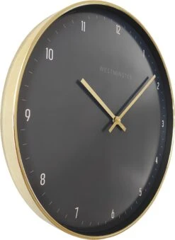 Clayre & Eef Wandklok Ø 51 Cm Zwart Goudkleurig Kunststof Muurklok Hangklok -Clayre & Eef 874x1200