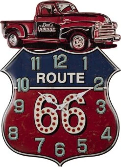 Clayre & Eef Wandklok Auto 39x3x54 Cm Rood MDF Muurklok Hangklok Keukenklok