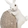 Clayre & Eef Beeld Konijn 8x5x11 Cm Wit Bruin Kunststof Woonaccessoires Paashaas Pasen -Clayre & Eef 881x1200