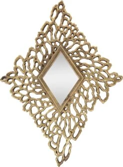 Clayre & Eef Spiegel 26x36 Cm Goudkleurig Kunststof Grote Spiegel Wand Spiegel Muur Spiegel