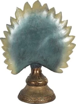 Clayre & Eef Beeld Pauw 22x12x30 Cm Blauw Goud Kunststof Woonaccessoires Beeld Decoratie Decoratieve Accessoires -Clayre & Eef 883x1200