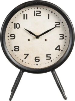 Clayre & Eef Tafelklok 24x11x32 Cm Zwart Ijzer Glas Rond Tafelklokken Binnen Staand Klokje Tafelklokje -Clayre & Eef 885x1200 3